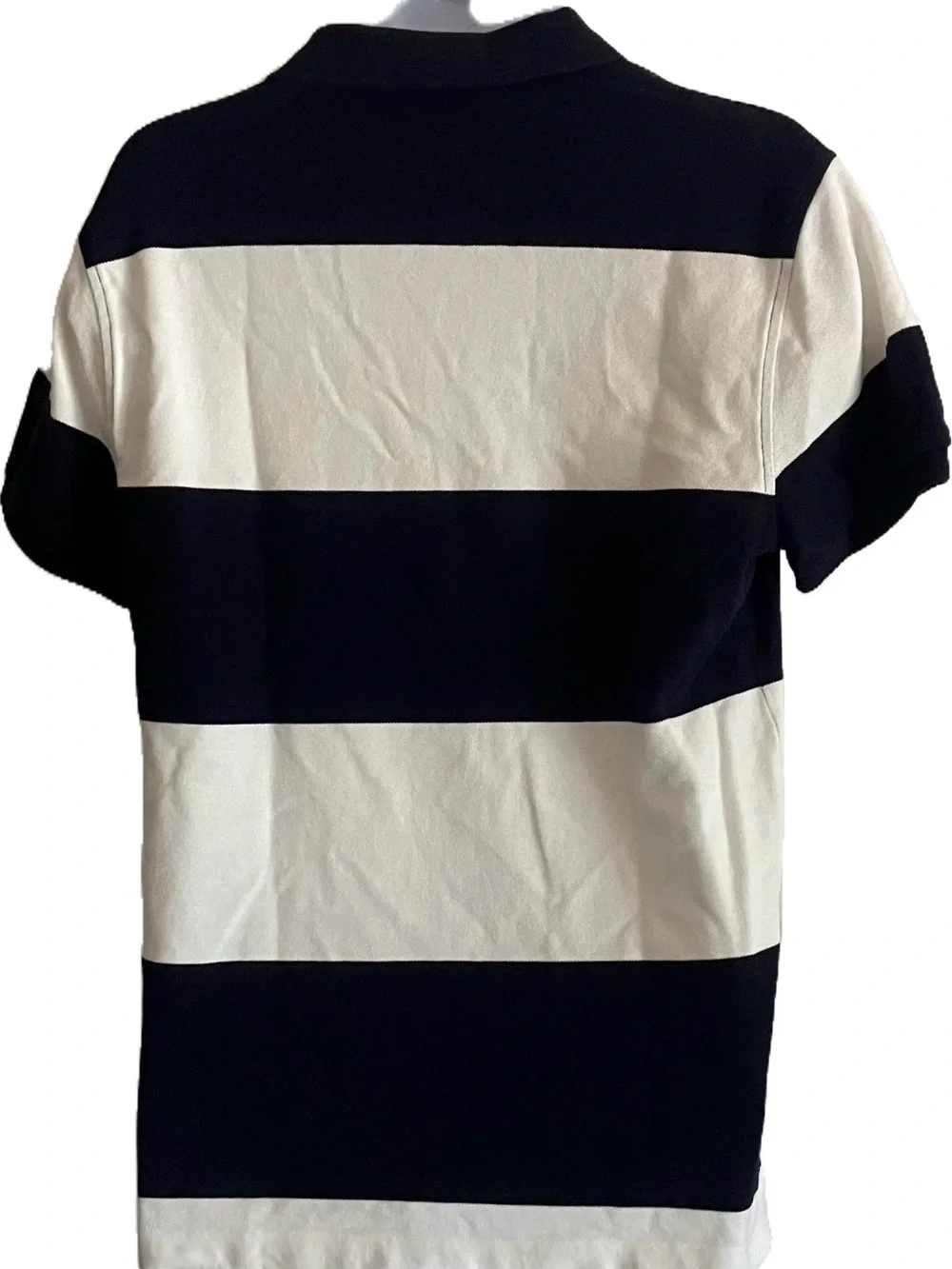 J. Crew Navy and White Wide-Stripe Polo Shirt
